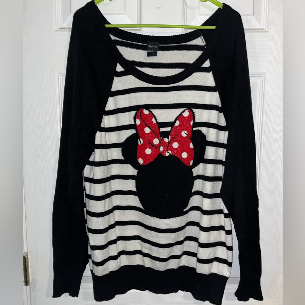 Minnie Mouse Stripped, Beaded Sweater